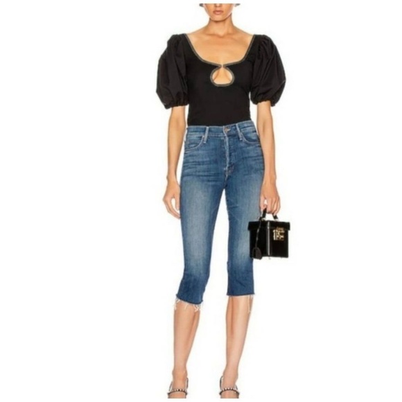 Mother The Stunner Knicker Fray Home Before Dawn Wash Denim Capri Jeans - Picture 2 of 11